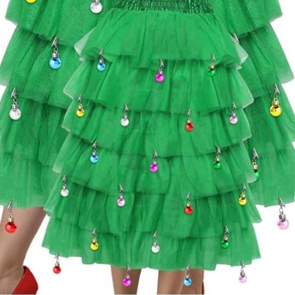 Festive Green Layered Skirt